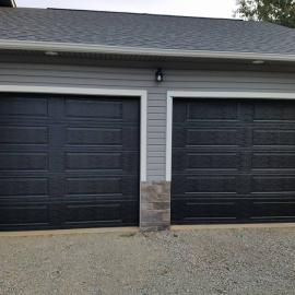 Black steel garage doors