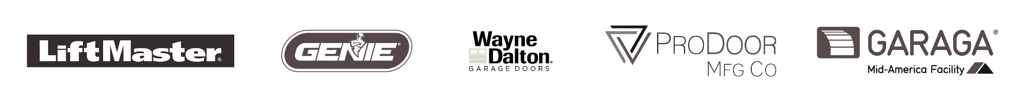 LiftMaster, Genie and Wayne Dalton logos