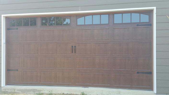 wood grain color garage door