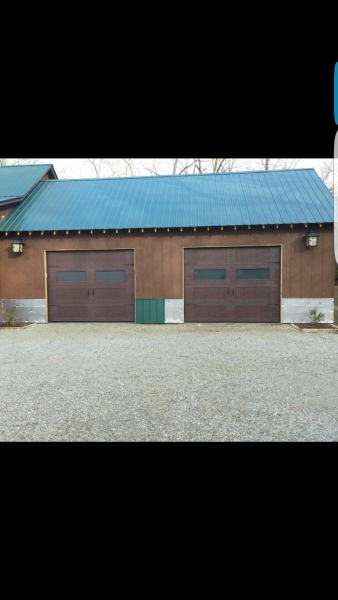 Brown sonoma ranch garage doors with frosted glass